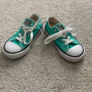 Teal canverse all star shoes